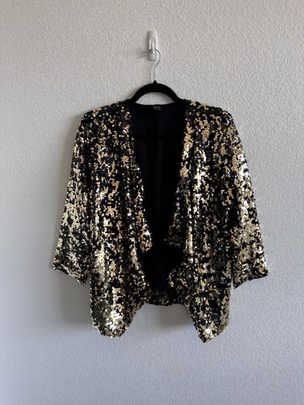 Women's Free Press gold sequin open blazer/jacket